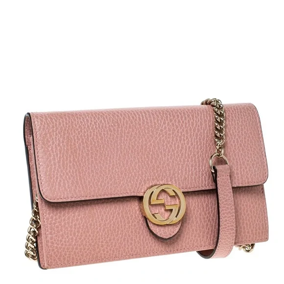 Pink gucci wallet on chain hotsell